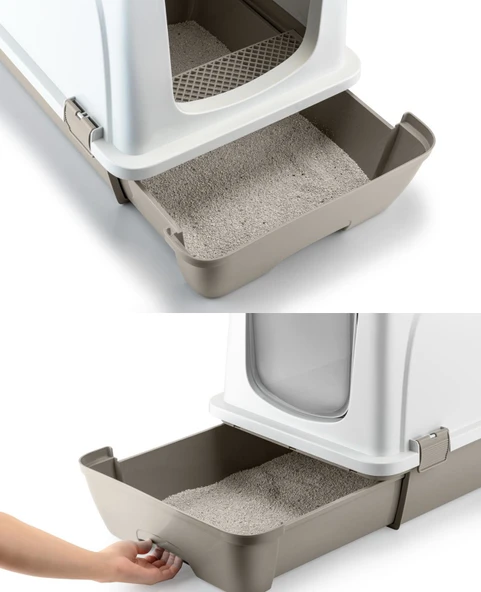 Orta Boy Çekmeceli Kapalı Kedi Tuvaleti Paspas ve Kürek Hediyeli - Resim 6