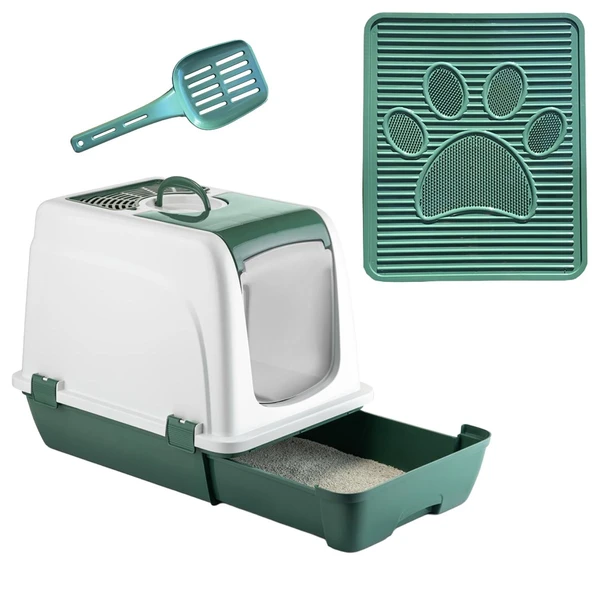 Orta Boy Çekmeceli Kapalı Kedi Tuvaleti Paspas ve Kürek Hediyeli - Resim 9