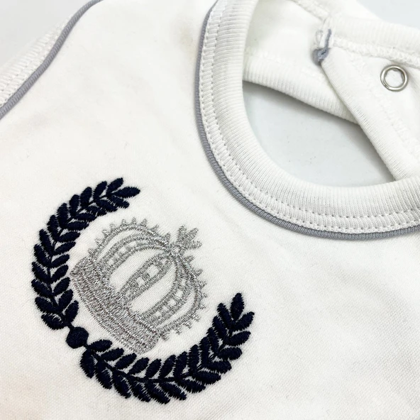 Sema Baby Prens Lüks 5 Parça Hastane Çıkışı Zıbın Seti - Lacivert - Resim 2