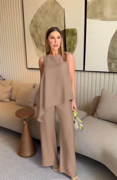 Asimetrik Bluz - Pantolon İkili Takım ürün görseli