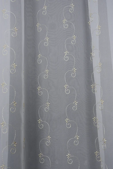 BRODE 1350 DESEN KREM RENK TEK KANAT Hazır dikilmiş Pileli Fon Perde 300*260 cm - Resim 3