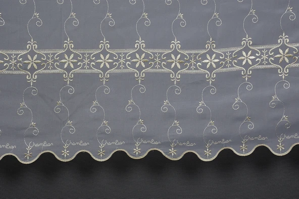 BRODE 1350 DESEN KREM RENK TEK KANAT Hazır dikilmiş Pileli Fon Perde 300*260 cm - Resim 9