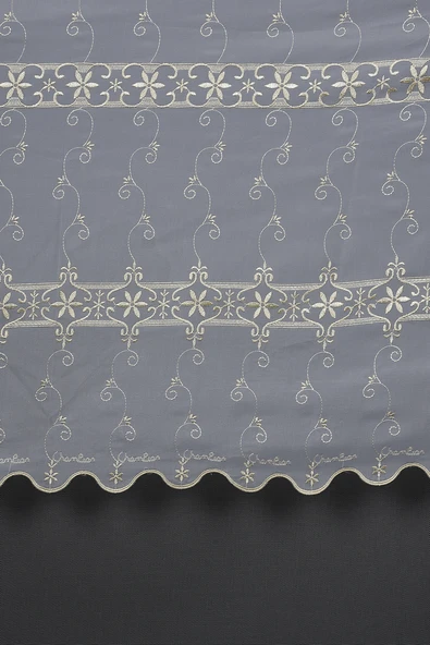 BRODE 1350 DESEN KREM RENK TEK KANAT Hazır dikilmiş Pileli Fon Perde 300*260 cm - Resim 10