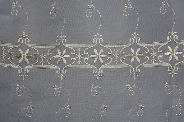 BRODE 1350 DESEN KREM RENK TEK KANAT Hazır dikilmiş Pileli Fon Perde 300*260 cm - Resim 4