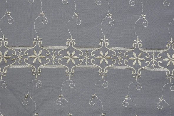 BRODE 1350 DESEN KREM RENK TEK KANAT Hazır dikilmiş Pileli Fon Perde 300*260 cm - Resim 12