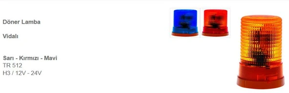 Unıversal Truck Doner Trafık İkaz Lambası Sarı 24v E Belgeli - Ayfar Tr 512-3 ürün görseli