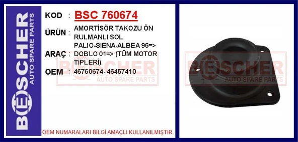 Fiat Amortısor Takozu On Sol Rulmanlı Palıo Siena Albea 96> Doblo 01> - Bsc 760674 ürün görseli 1