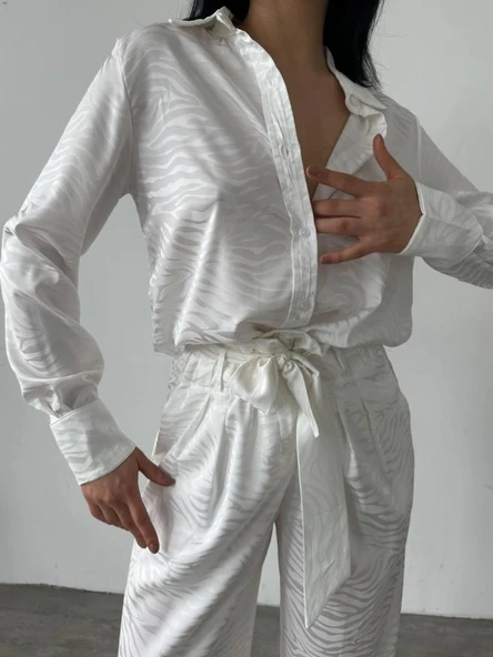 Gömlek - Pantolon Saten İkili Takım - 3
