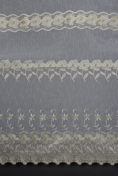 NAKIŞ 3 MODEL KREM KREM RENK TEK KANAT Hazır dikilmiş Pileli Fon Perde 300*260 cm - Resim 6