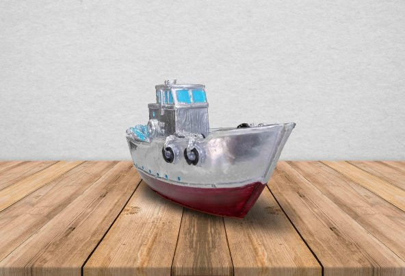 Dekoratif Polyester Döküm Küçük Boy Gemi Balıkçı Teknesi Biblo