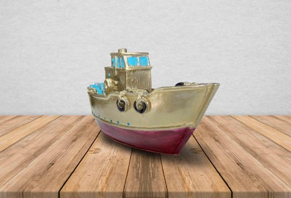Dekoratif Polyester Döküm Küçük Boy Gemi Balıkçı Teknesi Biblo - 2