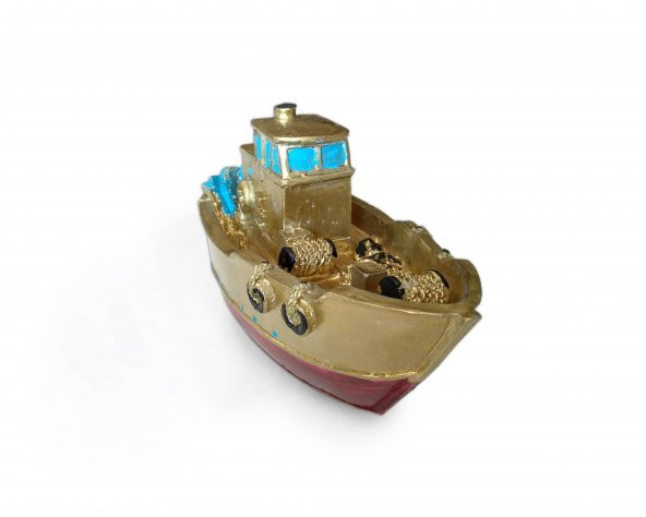 Dekoratif Polyester Döküm Küçük Boy Gemi Balıkçı Teknesi Biblo - 6