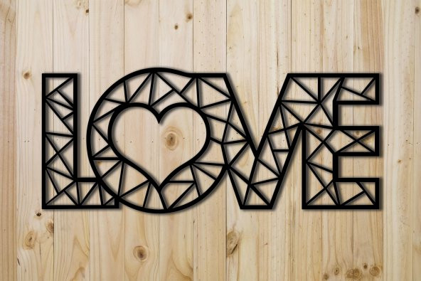 CajuArt Dekoratif Modern Siyah Büyük Ahşap Love Yazısı Tablo Aşk - 4