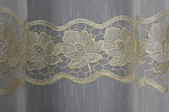 NAKIŞ 3 MODEL KREM KREM RENK TEK KANAT Hazır dikilmiş Pileli Fon Perde 300*260 cm - Resim 2