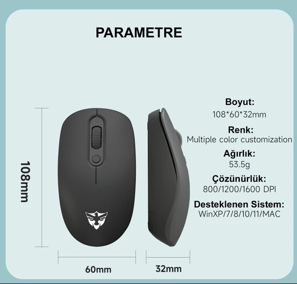 SC601 Kablosuz Klavye Mouse Set Siyah USB Türkçe Q Ofis Klavye Fare - Resim 4