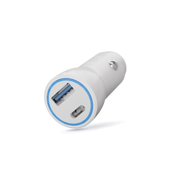 Polosmart PSM133 20W PD Hızlı Araç Şarj Cihazı Type-C + USB Çıkış Çift Port Akıllı Şarj Beyaz