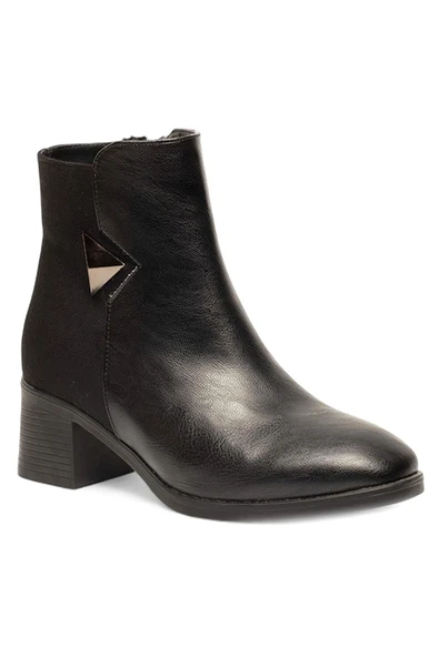 Celira Siyah Femuarlı Topuklu Cilt Süet Günlük Kadın Bot - Resim 2