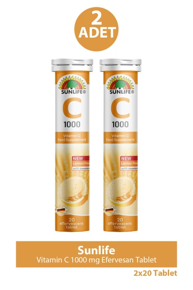 Sunlife Vitamin C 1000 mg 20 Efervesan Tablet 2 Adet ürün görseli 1