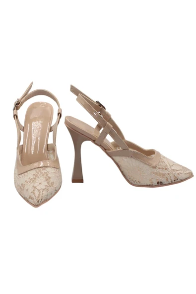 Celira Ten Tüllü Klasik Topuk Kadın Ayakkabı - Resim 4