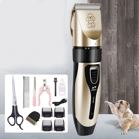 C5 Kırpık 10 In 1 Ayarlanabilir Şarjlı Kedi Köpek Tıraş Makinesi Pet Evcil Hayvan Tüy Kesme Aparatlı ürün görseli 1