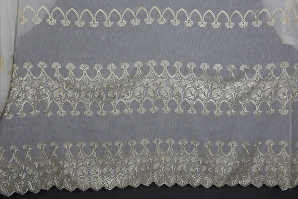 NAKIŞ 4 MODEL KREM KREM RENK TEK KANAT Hazır dikilmiş Pileli Fon Perde 300*260 cm - Resim 9