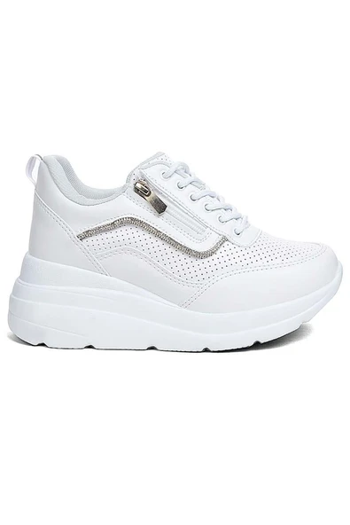 Celira Flt Beyaz Fermuarlı Bağcıklı Kadın Spor Ayakkabı ürün görseli 1