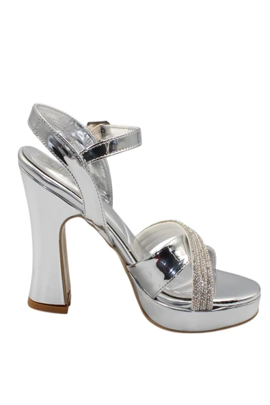 Celira Gümüş Kadıın Rugan Platform Topuklu Ayakkabı - Resim 6