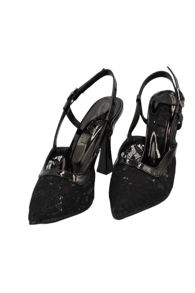Celira Siyah Tüllü Klasik Topuk Kadın Ayakkabı - Resim 6