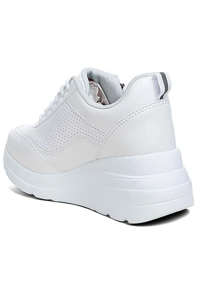 Celira Flt Beyaz Fermuarlı Bağcıklı Kadın Spor Ayakkabı - Resim 2