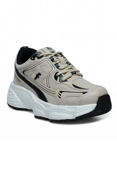 Celira Flt Bej Siyah Fileli Kadın Sneaker Spor Ayakkabı - Resim 3