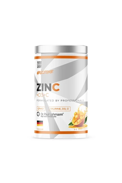 GRIZZONE Zinc+D3+C %100 Saf Form 100 Gr 50 Servis ( Mango )