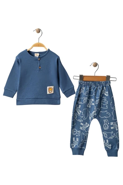 Celira İndigo Altı Baskılı Aslan Armalı Erkek Bebek Takım ürün görseli