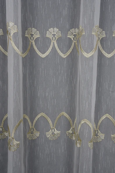 NAKIŞ 4 MODEL KREM KREM RENK TEK KANAT Hazır dikilmiş Pileli Fon Perde 300*260 cm - Resim 3