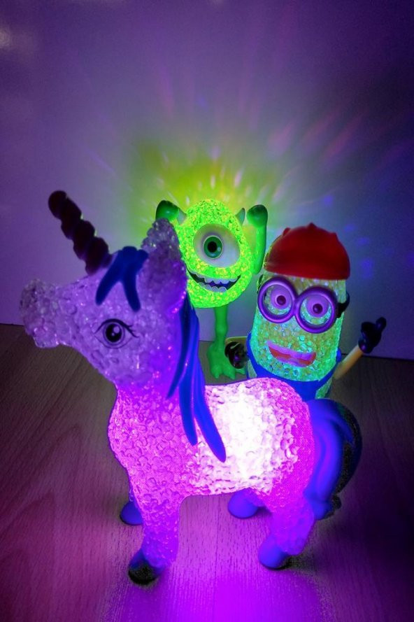 Çocuklar İçin Renk Değiştiren Pilli Işıklı Unicorn Gece Lambası - 2