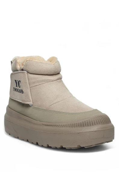 Celira Twg İçi Kürklü Bej Süet Kadın Bot & Bootie NSB823 - Resim 4