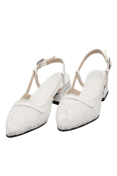 Celira Beyaz Tüllü Klasik Kısa Topuk Kadın Ayakkabı - Resim 5