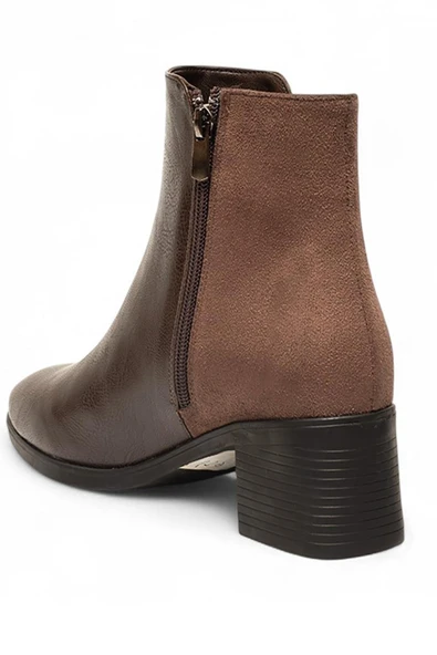 Celira Kahve Femuarlı Topuklu Cilt Süet Günlük Kadın Bot - Resim 3