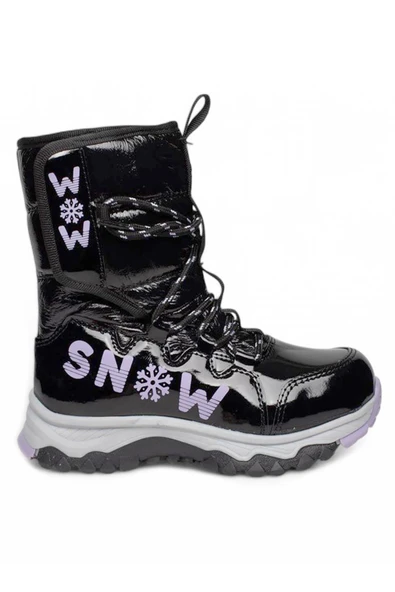 Celira Snw Siyah Lila Suya Dayanıklı Kaymaz Kız Çocuk Kar Botu ürün görseli 1