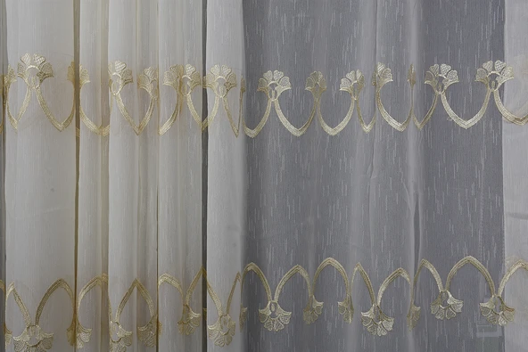 NAKIŞ 4 MODEL KREM KREM RENK TEK KANAT Hazır dikilmiş Pileli Fon Perde 300*260 cm - Resim 8