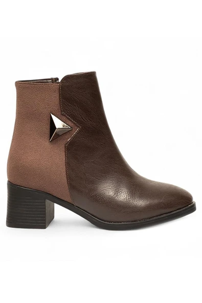 Celira Kahve Femuarlı Topuklu Cilt Süet Günlük Kadın Bot ürün görseli 1