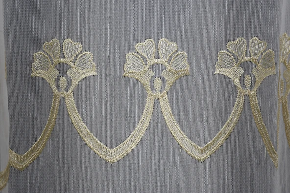 NAKIŞ 4 MODEL KREM KREM RENK TEK KANAT Hazır dikilmiş Pileli Fon Perde 300*260 cm - Resim 4