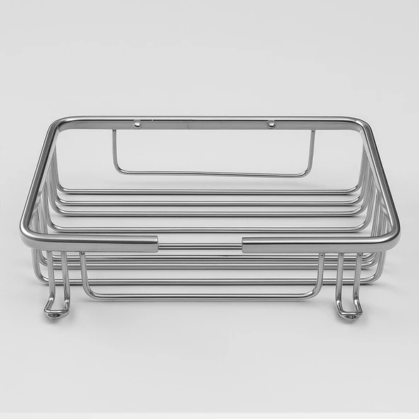 Banyo Köşe Duş Rafı Krom Tek Katlı Kare Şampuanlık Sabunluk Paslanmaz Metal Duvar Tipi Organizer - Resim 2