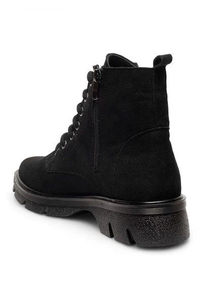 Celira Gls Siyah İçi Kürklü Süet Kadın Bot & Bootie - Resim 3