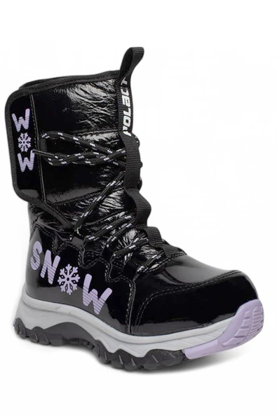Celira Snw Siyah Lila Suya Dayanıklı Kaymaz Kız Çocuk Kar Botu - Resim 4