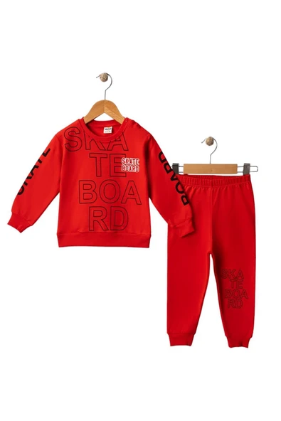 Celira Wwc Kırmızı İki İp Skate Board Nakışlı Erkek Bebek Takım - Resim 2