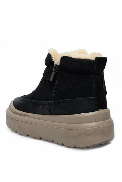 Celira Twg İçi Kürklü Siyah Bej Süet Kadın Bot & Bootie NSB823 - Resim 2