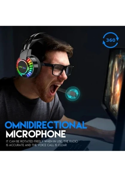 H60 Kablolu 7.1 Usb Oyuncu Kulaklık Rgb Stereo Hd Mikrofon Gaming Kulaklık - Resim 2