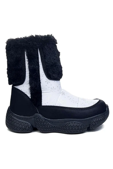 Celira Ltt Beyaz Siyah Fermuarlı Kız Çocuk Kar Botu - Resim 4