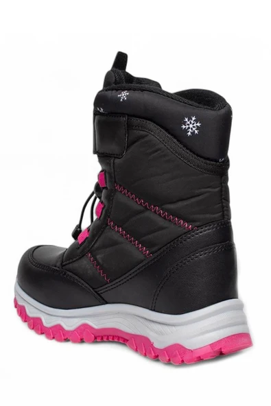 Celira Plc Siyah Fuşya Suya Dayanıklı Kaymaz Kız Çocuk Kar Botu - Resim 3