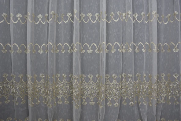 NAKIŞ 4 MODEL KREM KREM RENK TEK KANAT Hazır dikilmiş Pileli Fon Perde 300*260 cm - Resim 5